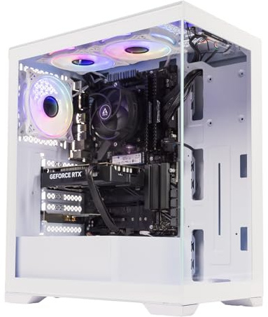 GTR Gaming PC | AMD Ryzen 7 5700X | RTX 5060 Ti 8GB | 32GB DDR4 3600MHz | 1TB NVMe SSD | 650W PSU | Windows 11 | Wi-Fi - ARGB Glass Case, White