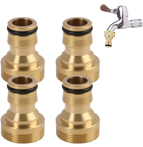 4 PCS Raccords de Robinet Universels en Laiton, Adaptateur de Tuyau d’Arrosage pour Cuisine et Jardin, Embout Robinet Filetage Extérieur, Raccord Rapide Étanche et Durable