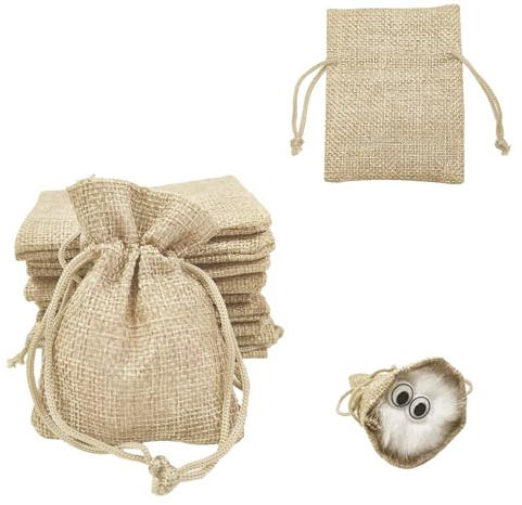 CeoxThao 30 Piezas Bolsas de Yute 7x9 cm, Saquitos de Tela Pequeños, Bolsitas de Tela Reutilizables con Cordón para Regalos, Joyería, DIY, Fiestas y Decoración de Eventos Especiales