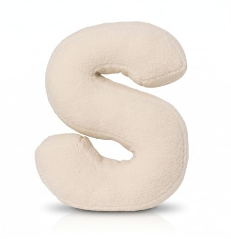 Bocguy Cojín de Peluche con Forma de Letra, Cojín de Inicial, Almohada Letras Abrazar Material de Felpa, Fácil Cuidado, para Abrazar del Alfabeto (S, 40x35x10cm)