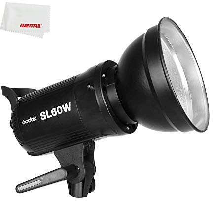 Godox Torche LED COB SL60W Lampe vidéo pour Studio, CRI 95+, 5500K, Bowens Monture avec télécommande+RC-A5 télécommande + Six Couleurs Tissu de Filtre