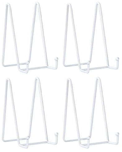 HCHLQLZ (4 Piezas Hierro Pantalla Soporte Blanco Hierro Caballete para Fotos, Platos Decorativos,Bowl,Placas, Tablets,3 * 6 Pulgadas