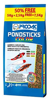 Prodac Pond Color Stick MANGIME 5 kg + 2.5 Gratis Carpe Koi Pesci Rossi LAGHETTO