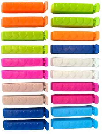 ASPIRE UK 20 x Reusable Food Bag Sealing Clips Strong Plastic Bag Clips for Kitchen Storage Airtight Snack Bread Cereal Freezer Bags Food Saver Sealers Multicolour