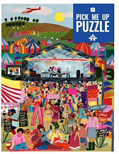 Talking Tables Puzzle da 1000 pezzi musicali per adulti con poster abbinato e foglio di curiosità | Immagine colorata, compleanno, regali per gli amanti della musica, Colore Blu, PUZZ-PMU-FESTIVAL