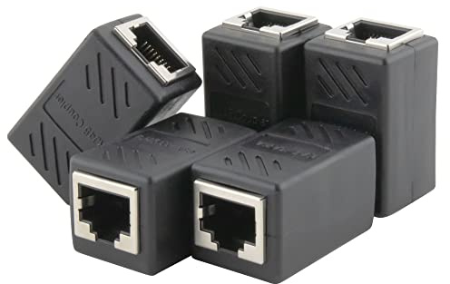SeKi RJ45 LAN-koppling 5-pack skärmad; kontakt för Ethernet-kabel patchkabel Ethernet coupler LAN-adapter för LAN-kabel, nätverkskabel, nätverkscoupler för Cat 8, Cat7, Cat6a, Cat5e, Cat5