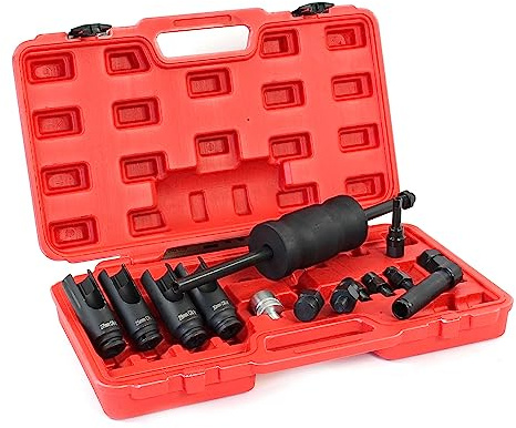 XPOtool Diesel Injektoren Auszieher Satz, mit Gleithammer und Einsätzen, Einspritzdüsen Abzieher kompatibel mit vielen verschiedenen Modellen