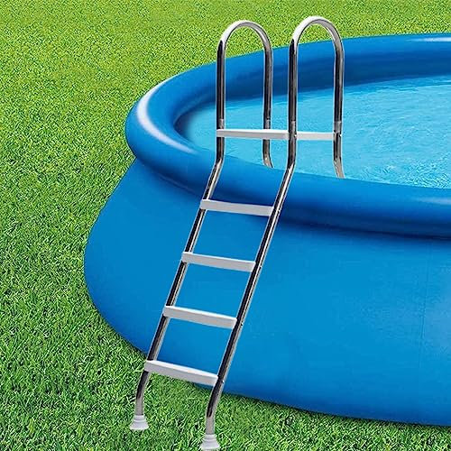 BOTOWI 52 Escalera de la Piscina 304 de Acero Inoxidable Marco de Entrada de la Piscina 4 Pasos Escalera con Seguro Antideslizante Pasos para Piscinas al Aire Libre por Encima del Suelo Carga 500 LB