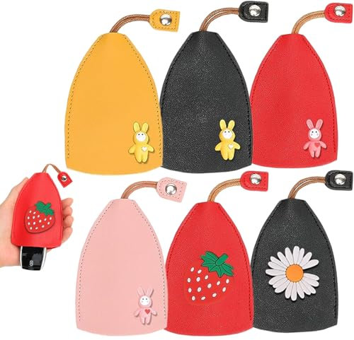 Custodia per Chiave per Auto in Pelle, 6 Pezzi Portachiavi per Auto,Portatile Push-pull Cover Chiave Auto,Borsa per Chiavi Manicotto Chiave Di Grande Capacità Per Tenere Da 5 A 8 Chiavi(Coniglio)