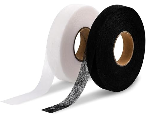 Wonder Web, nastro adesivo per orlatura, 2 cm di larghezza, non necessita di essere cucito con ferro da stiro, rotolo di tessuto fusibile, resistente, per jeans, tende, pantaloni, indumenti, 2 colori,