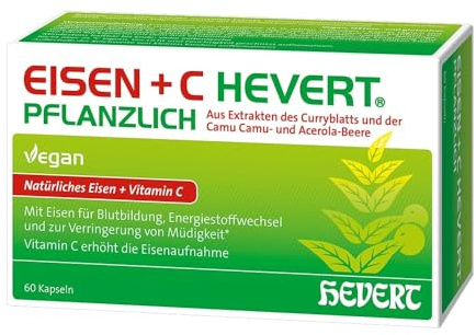 Eisen + C Hevert pflanzlich mit natürlichem Eisen und Vitamin C, 60 St. Kapseln