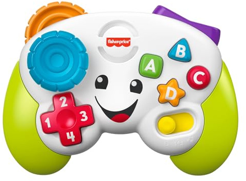 Fisher-Price Baby & Toddler Toy Laugh & Learn Game Controller, Green, Musical Learning Activity for Infants Ages 6+ Months, UK English Version, JFF51