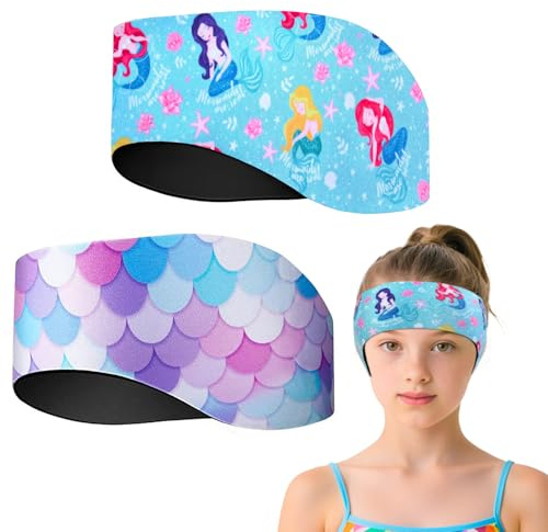 Bandeau Piscine Oreille Enfant, 2 PCS Bandeau Oreille Piscine Enfant, Bandeau de Natation Enfants, Bandeau Neoprene Enfants, Élastique Bandeau d'Oreilles Enfan pour Natation, Surf, Douche (Style 2, M)