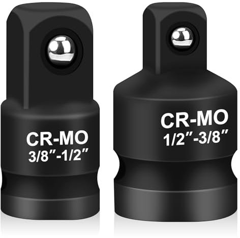 2 adattatori per chiavi a bussola e riduttore, adattatore Impact Socket da 3/8 a 1/2, adattatore Impact Socket da 1/2 a 3/8, Impact Driver conversioni, set adattatori a percussione in acciaio