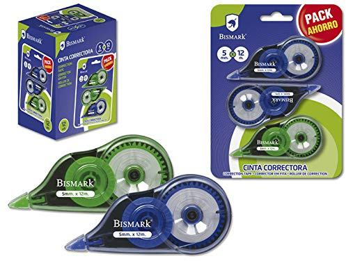 Bismark Caja de 36 Cintas Correctoras 5mm x 12m – 12 Blísteres de 3 Unidades – Secado Rápido, Escritura Suave, Fácil de Usar – Ideal para Oficina, Escuela y Hogar