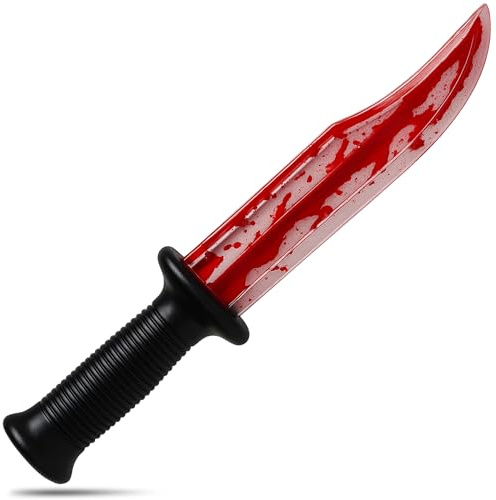 Moonlight Fright Plastic Knife Halloween Fake Knife with Blood - 34cm Blood Filled Fake Weapon for Ghost Face or Zombie Accessories - Zombie Knives Dagger Prop Halloween Costume Accessories