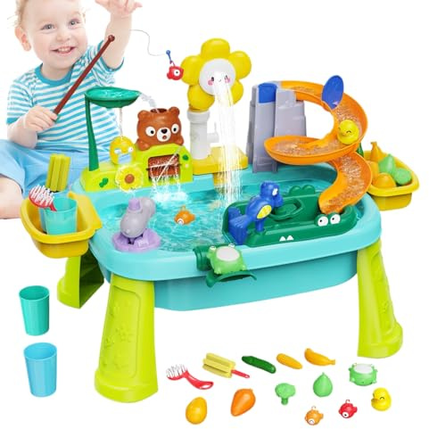 Table d'eau pour - Bassin De Splash Pompe Électrique, Jouet De Pêche Flottant | Jeu en Plein Air Sensoriel, Station Portable De Fontaines, Table De Jeu Naturelle pour S