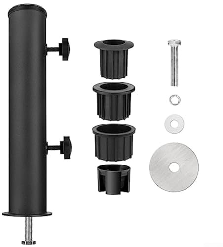 Honseadek Support de parapluie robuste pour une utilisation en extérieur, base coupe-vent avec support de poteau réglable et support de montage en granit, collier de serrage en acier inoxydable avec
