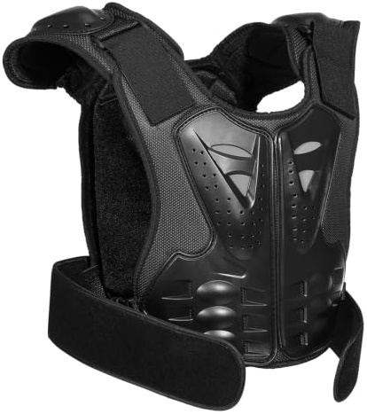 Protection dorsale pour enfant, gilet blindé de motocross, protection dorsale EVA PE avec coque extérieure résistante aux chocs, légère pour le sport, le VTT, la moto, le cyclisme, la poitrine (M)