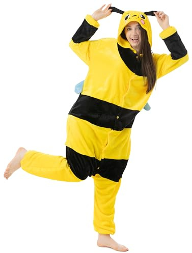 Katara 1744 - Costume Animale Pigiama intero Kigurumi Carnevale, Ape - Taglia XL