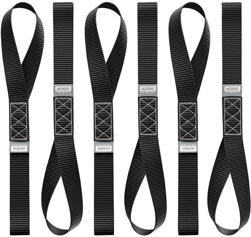 AUGO Heavy Duty Soft Loops –Pack of 6-1.5” x 17” Tie Down Anchor Straps for Use w/Ratchet Strap Hooks – 3000Lb Load Capacity & 10,000Lb Break Strength – Great for Motorcycle, Bike, Roof Rack, Etc.