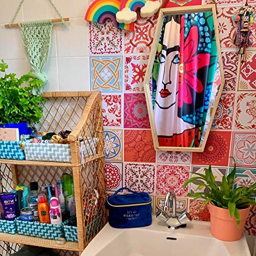 WALPLUS 72pcs 15x15cm Moroccan Mandala Red Tile Stickers Self Adhesive Waterproof Vinyl Transfers for Kitchen Bathroom Wall Splashback Decoration