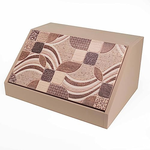 Lupia - Portapane NEW VINTAGE LEAVES TILES, Decorato, Apertura Frontale, Vano per Cibo Secco, Finestra di Aerazione, Conserva Pane e Cialde, Made in Italy, Dimensioni 30x40x20 cm, Marrone, Legno