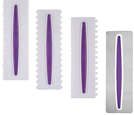 Cisixin Lot de 4 Gâteau Grattoir Glaçage, Grattoir à Crème Spatules à Fondant Outils de Pâtisserie