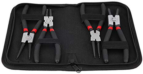 Set Pinze per Anelli di Sicurezza, Fydun 4 Pezzi 7 Pollici / 180mm Pinza per Anelli Elastici Interni Esterni Professionali con Maniglie Antiscivolo per Ganasce Diritte e Sfalsate a 90 Gradi