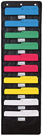 Walldeca Ordnungssystem zum Aufhängen – Sortiersystem mit 10 großen Fächern für DIN A4 Papier, Zeitschriften, Bücher & Comics - Hängeregister - Für das Büro, Schule – 115 x 36cm