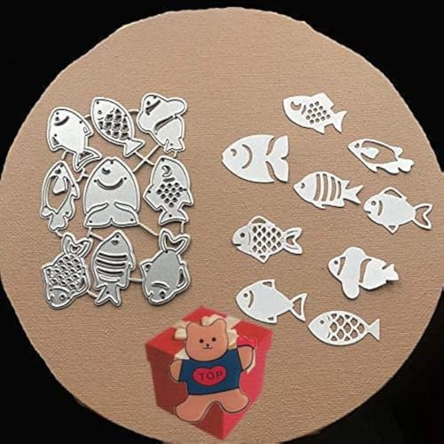 AOOL Fishes Cutting Dies for Card Making, Cute Fishes Party Festival Invitation Card Cutting Dies Cut Stencils for DIY Scrapbooking Album Decorative Embossing Paper Dies Card Making