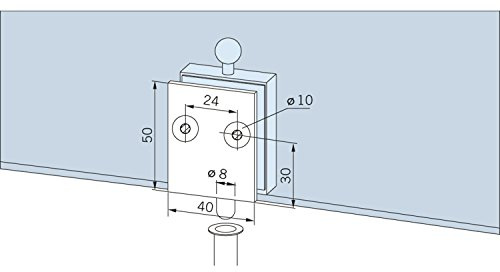 Dorma Glas Feststellriegel (Türfeststeller) mit Bodenbuchse, für 10mm Glasstärke, Glastürbeschlag Alu silber eloxiert