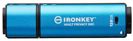 Kingston IronKey Vault Privacy 50 FIPS 197 Typ-C -zertifizierter und mit XTS-AES 256-Bit verschlüsselter USB-Stick für mehr Datenschutz - IKVP50C/128GB