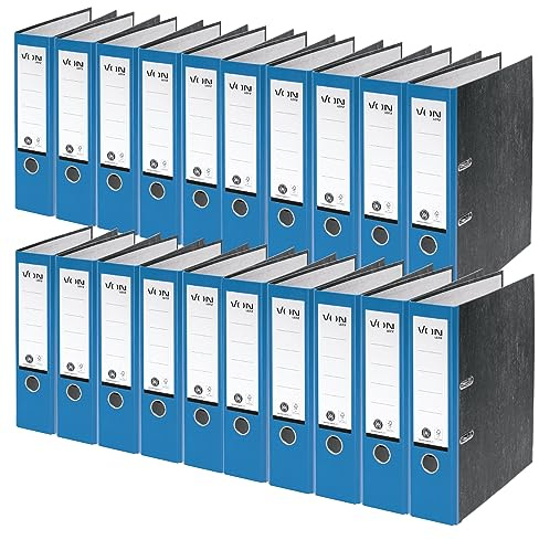 VON Leitz Ordner A4, 20er Pack, 100 % Recyclingpapier, 80 mm Rückenbreite, Für 600 Blatt, Blauer Engel & FSC-zertifiziert, Für Schule, Studium & Zuhause, Blau, 10530035