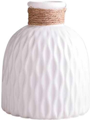 Dafape Jarrón de Plástico, Estante Decorativo de Flores Decoración para Pampas Mesa de Césped Escritorio Hogar Sala de Estar Dormitorio Oficina Fiesta de Bodas Moderno Minimalista Boho Granja (Blanco)