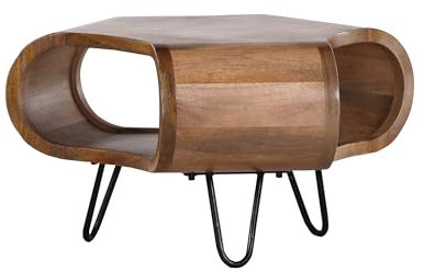 Gutmann Factory Siesta Couchtisch, Wohnzimertisch, Sofatisch, Beistelltisch aus Mango massiv, Mangoholz, Natur, B60 T70 H40 cm