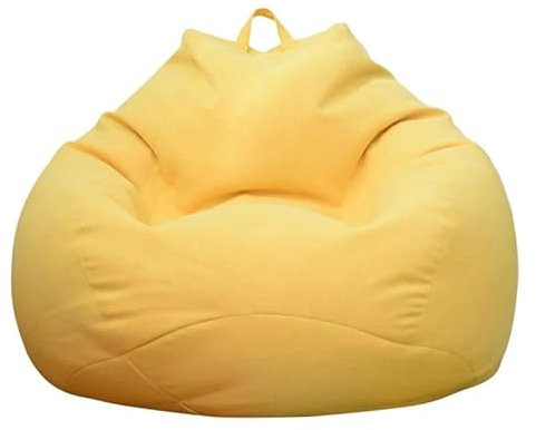UGEFKMQ Pouf Poire pour Adultes Fauteuils Poire pour Salon Pouf Jeu en Lin Doux Et Confortable Housse Pouf Salon Benbags D'Intérieur Et D'Extérieur (sans Remplissage),Jaune,100 Cm * 120 Cm