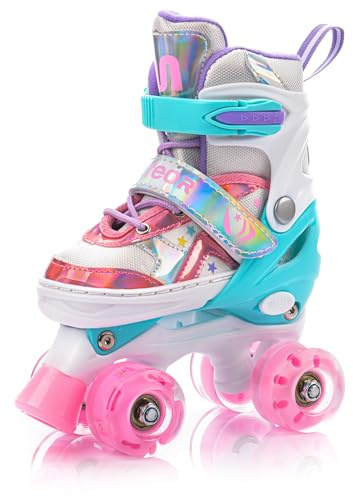 Patins à roulettes pour Enfants et Adolescents - Rollers en Ligne réglables avec 4 Roues chacune - Patins à roulettes rétro pour Filles et garçons