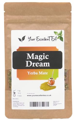 Yerba Mate Magic Dream Yerba Loose Leaf Tea - 100g with Lemon, Apple, Currant, Rooibos, Sunflower and Cornflower Aromatic Tasteful Energising Perfect in the Morning, Resealable Pouch