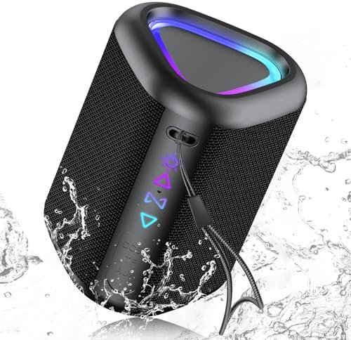 aowoka Bluetooth Speaker, 2025 Portable Wireless Speakers With Led Light, Bluetooth 5.4, 24H Playtime, Enhanced Bass, IPX7 Waterproof, Outdoor Speaker for Travel, Sport, Party, Biking.