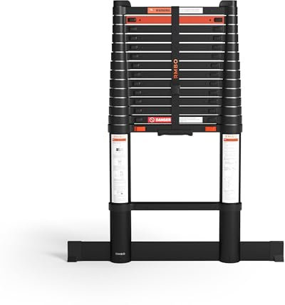 RMBO Échelle télescopique de 4,40 m, compacte et portable, système de fermeture souple, convient à un usage privé et professionnel, échelle télescopique, charge max. 150 kg, EN 131,6