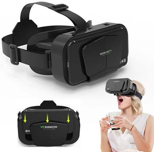 VR-Virtual-Reality-Headset, Mini-VR-Headset für 3D-Filme, Videospiele, VR-Brille für Erwachsene und Kinder, VR-Brille für iPhone 16, 15, 14, 13 Pro Max + Samsung Galaxy S25, S24, S23, S22 usw. 5-7,2