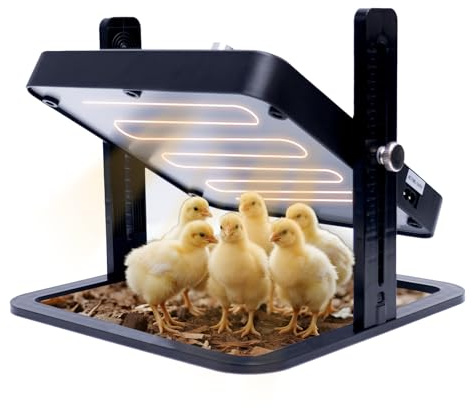 BECEMURU Chick Brooder Heating Plate, 45°C to 70°C Temperature Control Chick Brooder Heater 25*25cm, Height Adjustable Egg Incubator Chick Warmer, Suitable for 15 Chickens