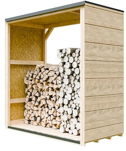 Abri à bûches extérieur 1,14 m² - 75 x 153 x H159 cm - Remise extérieure pour Bois de Chauffage résistante aux intempéries pour Le Jardin - M980-1