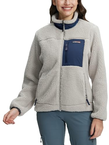 Pioneer Camp Veste Polaire Femme à Col Montant - 550g Ultra Épaisse, Anti-Vent - Pour Randonnée, Ski, Alpinisme - Tissu Haute Densité Anti-Bouloche - Pochettes Zippées, Ourlets Élastiques
