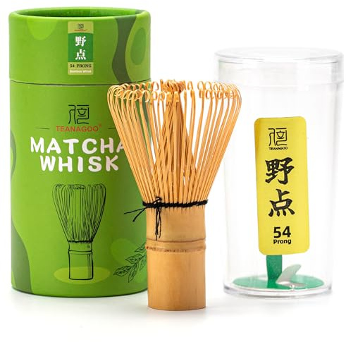 TEANAGOO Batidor de matcha de 54 puntas, batidor de bambú para té matcha en polvo, hecho a mano orgánico tradicional japonés Chasen, agitador de matcha, cepillo mezclador para preparar té auténtico