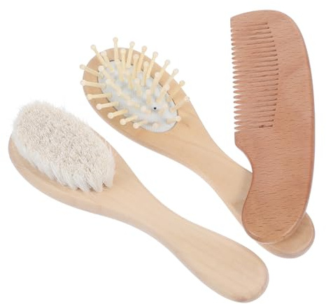 ERINGOGO Babyborste och i Trä för Nyfödda Mild Scalp Scraper och Hårtvättsborste med Massagefunktion Multifunktionell Hår Kroppsrengöring Lämplig för Pojke Flicka och Pojke Flicka
