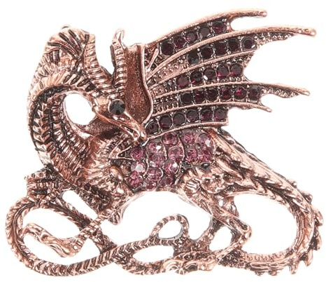 LUOEM Broche de dragón con diamantes de imitación, broche de solapa de animal para mujeres y hombres, diseño de alas brillantes para bolso, suéter, vestido, camisa, sombrero, bufanda y chal