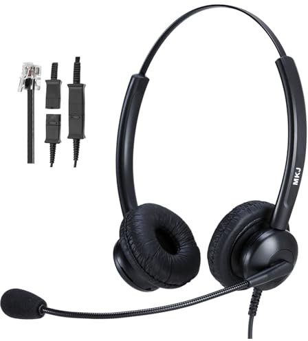 Casque téléphonique RJ9 pour Centre d'appels, Bureau, Ligne terrestre, avec Microphone et Suppression du Bruit pour Les téléphones Avaya Polycom Nortel Aastra Mitel Gigaset Alcatel Toshiba Fanvil.