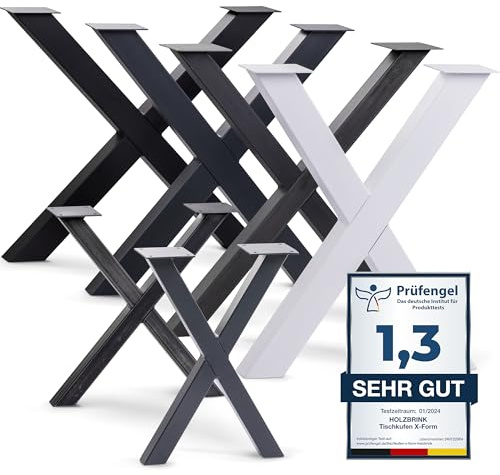 HOLZBRINK Pata de Metal Grisen Forma de X | Estructura de diseño para Mesa de Centro, Comedor, Escritorio, Banco | Pata de Mesa de 1 Pieza 40x43 cm